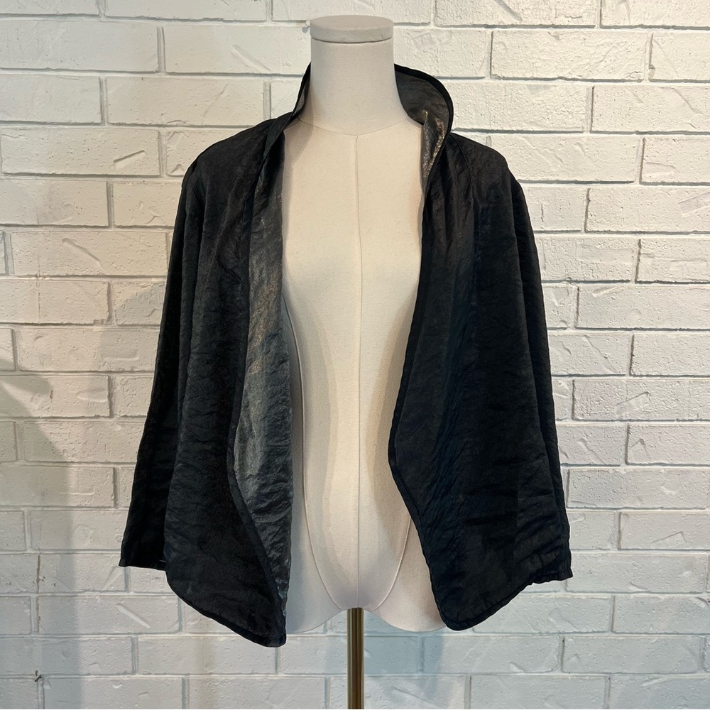 Cut Loose Black Silver Metallic Topper Cardigan M